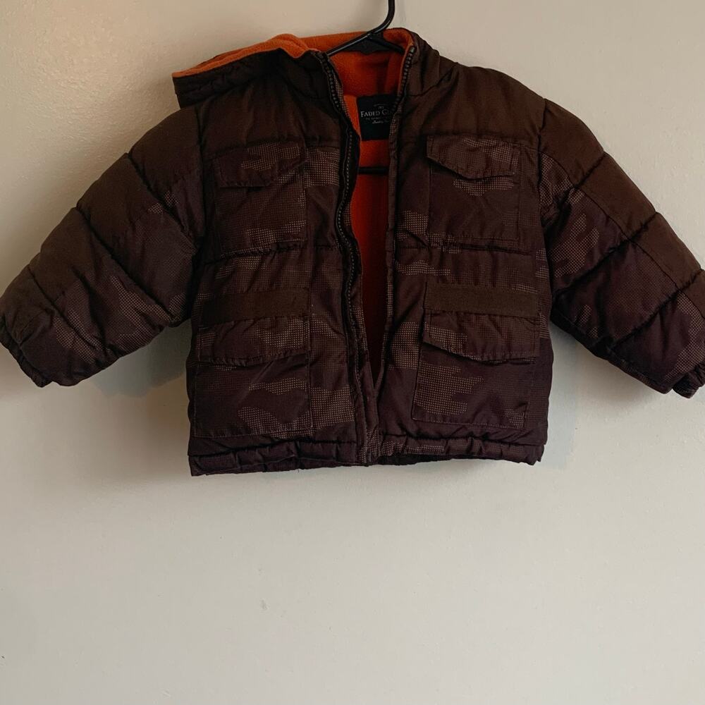 Faded Glory 24M Brown Camo Puffer Jacket Toddler